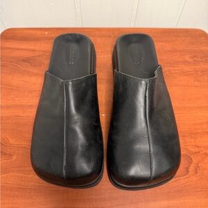 Alohas Black Leather Whiz Mule Slide Women US 40 Made in Spain Square Toe